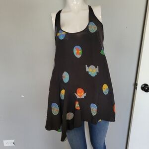 Stella McCartney Superheroes Silk Asymmetrical Tank, VGUC, Size S